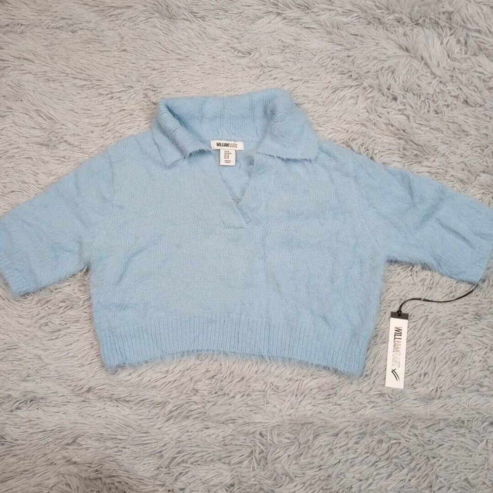 William Rast Sweater Womens M Blue Soft Cozy Comfort‎ Casual Cropped V Neck New